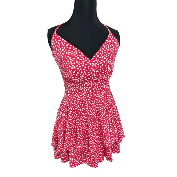 Honey and Rosie Dresses & Skirts - Honey‎ and Rosie Swim Halter Dress Women Small Red White New Tiered Polka Dot